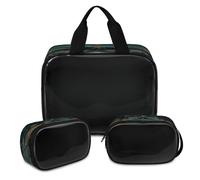 Mystery - Bolsa de maquillaje con diseño de flores étnicas y mariposas para mujeres y hombres, bolsa de aseo translúcida, bolsa de ducha, 3 piezas, organizador de cosméticos de viaje, color, XL,