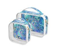 Mystery Cheetah 2 Pack Clear Mens Toiletry Travel Bag TSA Aprobado Multifuncional Bolsa Cosmética Viaje Hombre Kit Afeitado