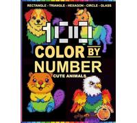 Mystery Mosaics Color by Number Cute Animals: Unique Shapes | Rectangle, Triangle, Hexagon, Circle, Glass with A Master Color Palette