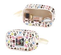 Mystery Shack - Bolsa de maquillaje transparente inspirada en dibujos animados de piel sintética con asa Mystery Shack Merch, Mystery Shack Pu, No