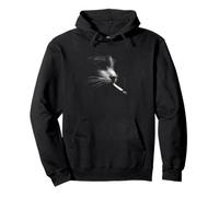 Mystery Smoking Cat Noir Cool Feline Night Mood Sudadera con Capucha