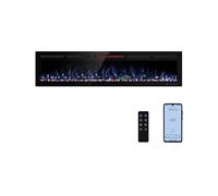 Mystflame Galaxy 72 Pro - Chimenea Eléctrica de Pared con Wi-Fi, Comandos de Voz de Alexa y Google Home, 13 Colores de Llama y Luz Inferior, Troncos y Cristales, Termostato 750/1500W, Pantalla Táctil