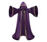 Mystic - Bata de mago para adultos con terciopelo holandés, capa con capucha de caballero medieval, manga acampanada, traje de mago del período renacentista para Halloween, baile de máscaras y día de