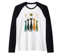 Mystic Cats Celestial Eye Moon Feline Camiseta Manga Raglan
