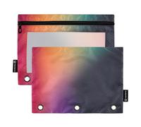 Mystic Color Aura - Carpeta de 3 anillos con cremallera, color rosa, transparente, estuche para bolígrafos, para niñas escolares, 9.8 x 7.1 pulgadas, 2 paquetes