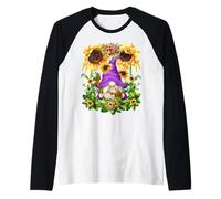 Mystic GNOME Witch In Purple Wizard Outfit For Sunflower Mom Camiseta Manga Raglan