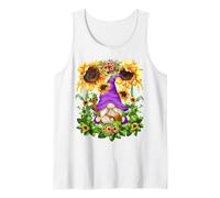 Mystic GNOME Witch In Purple Wizard Outfit For Sunflower Mom Camiseta sin Mangas