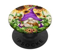Mystic GNOME Witch In Purple Wizard Outfit For Sunflower Mom PopSockets PopGrip Adhesivo