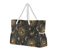 Mystic Golden Sun Moon - Bolsas de mano a prueba de arena con cremallera y bolsillos laterales para mujer, perfectas para viajes, piscina, natación, playa, vacaciones