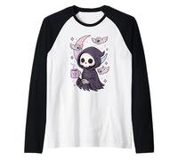 Mystic Grim Reaper Coffee Lover Pastel Nu Goth Camiseta Manga Raglan