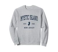 Mystic Island New Jersey NJ Vintage Athletic Navy Deportes Des Sudadera