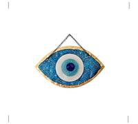 MYSTIC JEWELS - Adorno Ojo Turco Decorativo, Vidrio Azul y Blanco, Amuleto Suerte Marco en Dorado, 3 tamaños (Mediano)