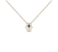 MYSTIC JEWELS By Dalia - Collar con Colgante de Ojo Turco Plata de Ley 925 Mano de Fatima y Ojo Turco para protegerte (Rosado)