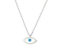 MYSTIC JEWELS By Dalia - Collar de la Suerte Ojo Turco Plata de Ley 925 Minimalista, forma del ojo, con Circonita de azul claro y bolsita delicada para regalar (Guardia Plata, Plata)