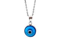 MYSTIC JEWELS By Dalia - Collar Mal de Ojo de Cristal Azul para la Buena Suerte - Plata de Ley 925 - - Cadena 40 a 45 cm Longitud, para Regalar por protección para Mal de Ojo (Azul Claro)