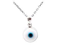 MYSTIC JEWELS by Dalia - Collar mal de ojo de cristal azul para la buena suerte - plata de ley 925 - Cadena 40 a 45 cm Longitud, para la Navidad, Boda, Dia de San Valentin (Blanco)