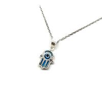 MYSTIC JEWELS By Dalia - Collar mal de ojo de cristal y plata de ley 925 - mano de fatima - hamsa - para hombres y mujeres
