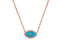 MYSTIC JEWELS by Dalia - Collar Ópalo en forma de ojo turco, plata de ley 925 con circonita cúbica (Rosado)