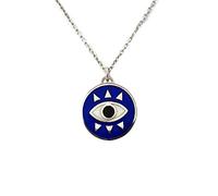 MYSTIC JEWELS by Dalia - Collar Redondo de Ojo Para buene Suerte - Plata de Ley 925 Esmaltada en color azul (Plata 925)