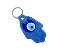 MYSTIC JEWELS by Dalia - Llavero ojo turco con Hamsa y en cristal y cuero - para buene suerte y mal de ojo (Azul Claro)