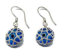 MYSTIC JEWELS By Dalia - Pendiente mal de ojo de cristal y plata de ley 925 - ojo turco filigrana - para buene Suerte