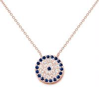 MYSTIC JEWELS By Dalia - Plata de ley 925 Collar con colgante de ojo turco - redondo con circonita cúbica (Rosado)