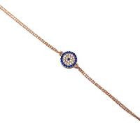 MYSTIC JEWELS by Dalia - Pulsera de ojo turco motif circonitas - double cadena 16-18 cm ajustable (Rosado)