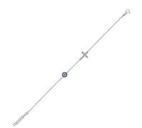 MYSTIC JEWELS By Dalia - Pulsera de plata de ley 925 con mal de ojo y cruz de circonitas para regalar, cumpleaños, año nuevo