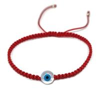 MYSTIC JEWELS By Dalia - Pulsera hilo de macrome Rojo con nácar y ojo turco, para buena suerte, protección Mal de Ojo, Good Luck (Redondo - Rojo)