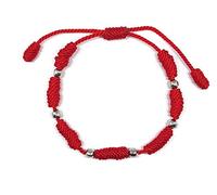 MYSTIC JEWELS by Dalia - Pulsera Kabbalah - cordón con nudos de hilo rojo con bolas - unisex - ajustable - protección de mal de ojo, buena suerte, good luck (Rojo)
