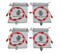 MYSTIC JEWELS By Dalia - Pulsera Kabbalah - cordón de hilo rojo - unisex - ajustable - protección de mal de ojo, buena suerte, good luck (Mano de Fátima y Nudos (4 pza))