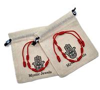 MYSTIC JEWELS By Dalia - Pulsera Kabbalah - cordón nudos de hilo rojo - unisex - ajustable - protección de mal de ojo, buena suerte, good luck (2 piezas)