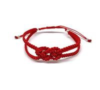 MYSTIC JEWELS By Dalia - Pulsera Kabbalah de Hilo Rojo, amuleto, protección mal de ojo, buena suerte, good luck (Macramé infinito - Rojo)