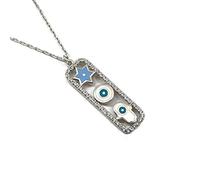 MYSTIC JEWELS By Dalia - Tres símbolos Juntos - Estrella de David + Mal de Ojo + Mano de Fatima - para protegerte, Regalo Mujeres, Boda (Plata)