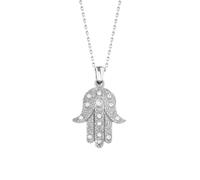 MYSTIC JEWELS - Colgante Mano de Fátima y Mal de Ojo con piedras, Joyeria Plata de Ley 925, minimalista, para Mujeres y Niñas con Caja para regalar (D)