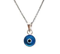MYSTIC JEWELS - Collar Mal de Ojo de Cristal Azul para la Buena Suerte - Plata de Ley 925 - - Cadena 40 a 45 cm Longitud,por protección para Mal de Ojo (Azul Claro)