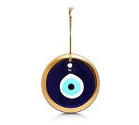 MYSTIC JEWELS - Cristal contra el Mal de Ojo,Azul y Blanco, Ojo Turco Grande 12 cm Approx con Agujero, Encantos de Buena Suerte para Colgar en La Pared (Dorado)