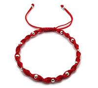 MYSTIC JEWELS - Pulsera Kabbalah de Hilo de Colores con bolas, amuleto, protección mal de ojo, buena suerte, good luck (Rojo)