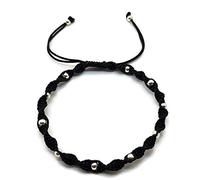 MYSTIC JEWELS - Pulsera Kabbalah de Hilo de Colores con bolas, amuleto, protección mal de ojo, buena suerte, good luck (Negro)