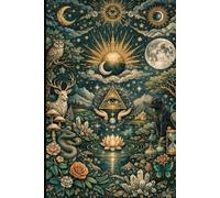 Mystic Journal - Thin Lined Pages: Embellishment in upper right corner (moon with dangling stars)