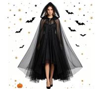 Mystic Mesh Overlay Cloak with Hood Breathable Fancy Cosplay Cape