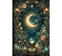 Mystic Moon Journal - Thin Lined Pages: Embellishment in upper right corner (moon with dangling stars)