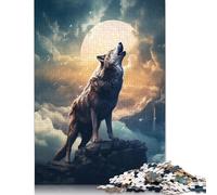 Mystic Moon Wolf Puzzles Imposible,desafío para Adultos Entretenimiento Creativo 1000 Piezas Obra De Arte De Juego De para Adultos Y Niños A Partir De 12 Años 1000pcs (75x50cm)