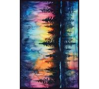 Mystic Pine Trees Sunset Notebook - Watercolor Galaxy Cover, 6x9", 150 Pages, Writing Journal