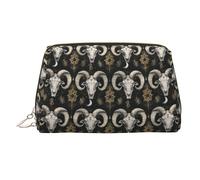 Mystic Ram - Bolsa de maquillaje con estampado de calavera, bolsas de cosméticos, bolsas de aseo de viaje para mujeres, estuche de maquillaje de piel de gran capacidad, organizador de bolsa de