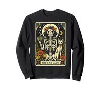 Mystic Skeleton The Cat Lady with Coffee Tarot Card Vibes Sudadera