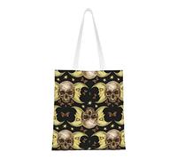 Mystic Skull Moon Face Moth Casual Bolso de hombro reutilizable compras viaje bolsa de comestibles Tote regalos para mujeres