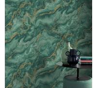 Vinilo Mármol Papel Pintado Verde/Oro Elle Decoración Mystic Spell 10447-19