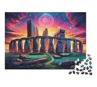 Mystic Stone Circle 1000 Piezas Rompecabezas Hombres Mujeres Adultos Antiguas Ruinas de Piedra bajo Cielo Vibrante al Atardecer Premium Resistente Vibrante Desafiante Alivio Estrés 70x50cm/1000pcs