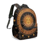 Mystic Sun Face Moon Phases Celestial - Mochila de 16 pulgadas, color blanco y negro, vintage, astrología, constelación, estrellas, cielo nocturno, mochila, 07, L, Casual